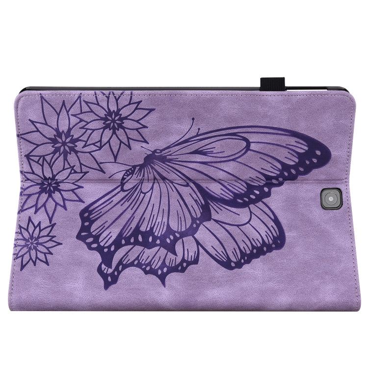 For Samsung Galaxy Tab S2 9.7 T810/T815 Big Butterfly Embossed Leather Tablet Case(Purple) - Other Galaxy Tab PC by buy2fix | Online Shopping UK | buy2fix