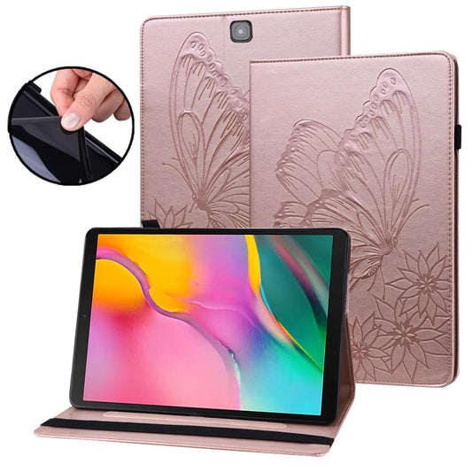 For Samsung Galaxy Tab S2 9.7 T810/T815 Big Butterfly Embossed Leather Tablet Case(Rose Gold) - Other Galaxy Tab PC by buy2fix | Online Shopping UK | buy2fix