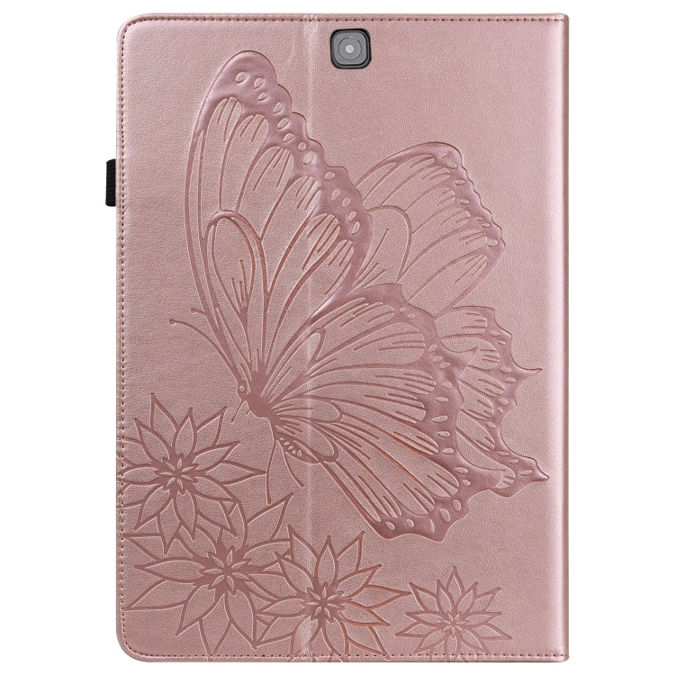 For Samsung Galaxy Tab S2 9.7 T810/T815 Big Butterfly Embossed Leather Tablet Case(Rose Gold) - Other Galaxy Tab PC by buy2fix | Online Shopping UK | buy2fix