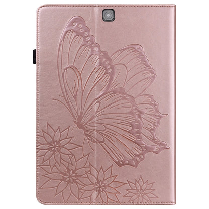 For Samsung Galaxy Tab S2 9.7 T810/T815 Big Butterfly Embossed Leather Tablet Case(Rose Gold) - Other Galaxy Tab PC by buy2fix | Online Shopping UK | buy2fix