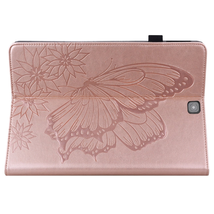 For Samsung Galaxy Tab S2 9.7 T810/T815 Big Butterfly Embossed Leather Tablet Case(Rose Gold) - Other Galaxy Tab PC by buy2fix | Online Shopping UK | buy2fix