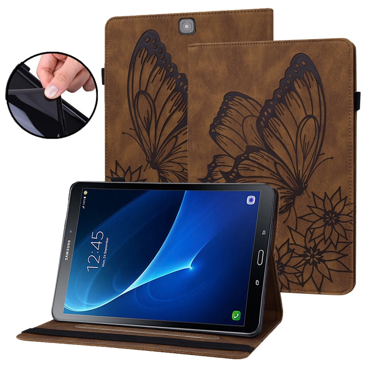For Samsung Galaxy Tab S2 9.7 T810/T815 Big Butterfly Embossed Leather Tablet Case(Brown) - Other Galaxy Tab PC by buy2fix | Online Shopping UK | buy2fix
