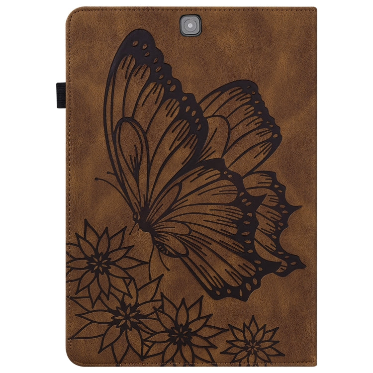For Samsung Galaxy Tab S2 9.7 T810/T815 Big Butterfly Embossed Leather Tablet Case(Brown) - Other Galaxy Tab PC by buy2fix | Online Shopping UK | buy2fix