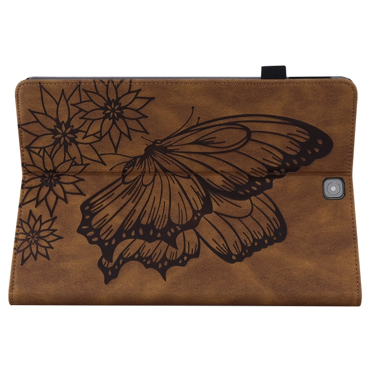 For Samsung Galaxy Tab S2 9.7 T810/T815 Big Butterfly Embossed Leather Tablet Case(Brown) - Other Galaxy Tab PC by buy2fix | Online Shopping UK | buy2fix