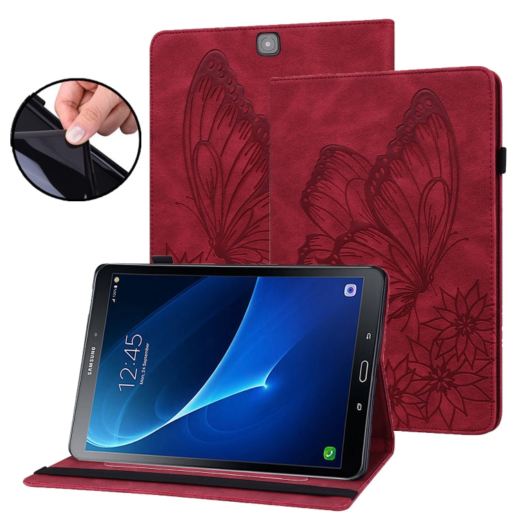 For Samsung Galaxy Tab S2 9.7 T810/T815 Big Butterfly Embossed Leather Tablet Case(Red) - Other Galaxy Tab PC by buy2fix | Online Shopping UK | buy2fix