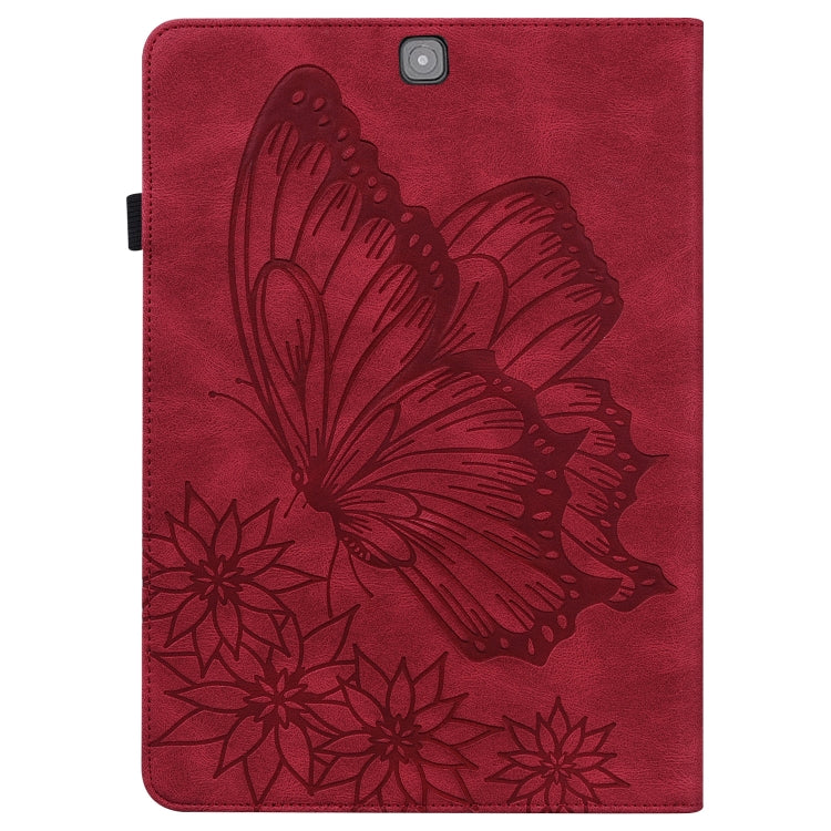 For Samsung Galaxy Tab S2 9.7 T810/T815 Big Butterfly Embossed Leather Tablet Case(Red) - Other Galaxy Tab PC by buy2fix | Online Shopping UK | buy2fix