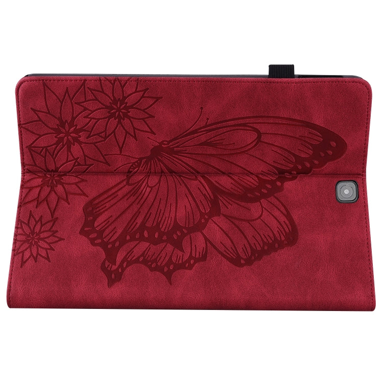 For Samsung Galaxy Tab S2 9.7 T810/T815 Big Butterfly Embossed Leather Tablet Case(Red) - Other Galaxy Tab PC by buy2fix | Online Shopping UK | buy2fix