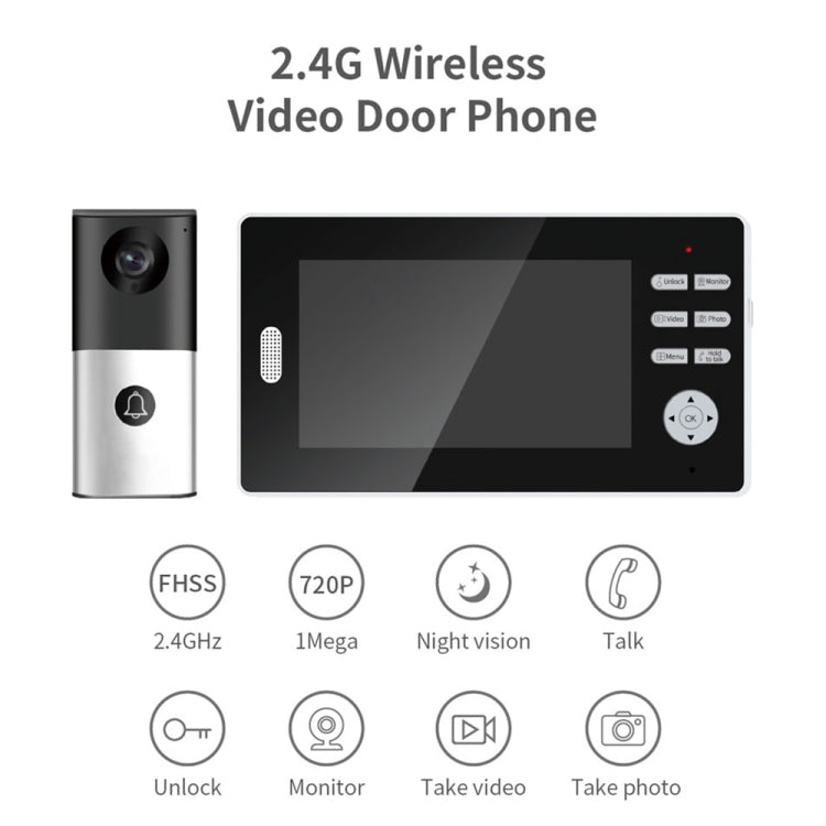 2.4G Wireless Video Doorbell 720P Support Night Vision & Talk & Monitor - Video DoorBell by buy2fix | Online Shopping UK | buy2fix
