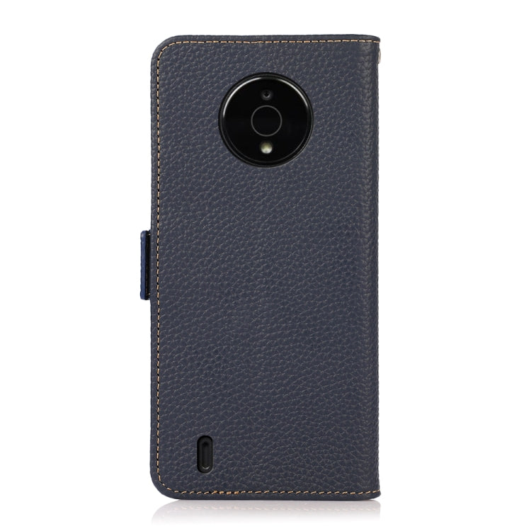 For Nokia C200 KHAZNEH Side-Magnetic Litchi Genuine Leather RFID Phone Case(Blue) - Nokia Cases by buy2fix | Online Shopping UK | buy2fix
