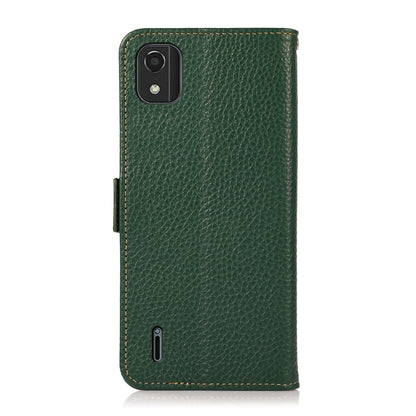 For Nokia C2 2nd Edition KHAZNEH Side-Magnetic Litchi Genuine Leather RFID Phone Case(Green) - Nokia Cases by buy2fix | Online Shopping UK | buy2fix