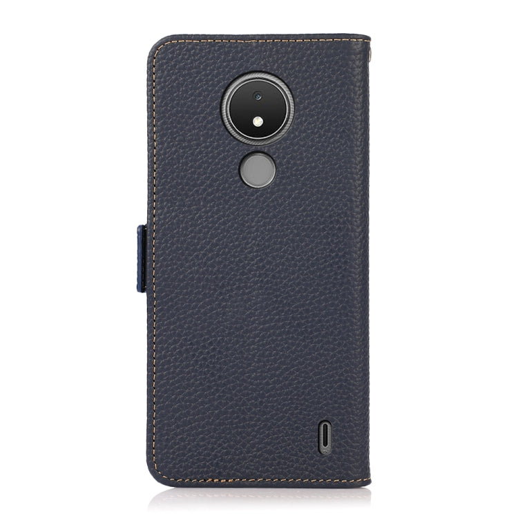 For Nokia C21 KHAZNEH Side-Magnetic Litchi Genuine Leather RFID Phone Case(Blue) - Nokia Cases by buy2fix | Online Shopping UK | buy2fix