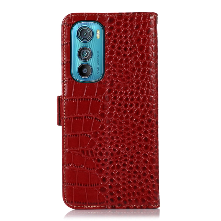 For Motorola Edge 30 5G Crocodile Top Layer Cowhide Leather Phone Case(Red) - Motorola Cases by buy2fix | Online Shopping UK | buy2fix