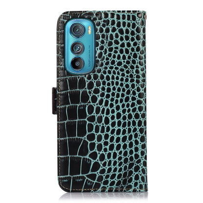 For Motorola Edge 30 5G Crocodile Top Layer Cowhide Leather Phone Case(Green) - Motorola Cases by buy2fix | Online Shopping UK | buy2fix