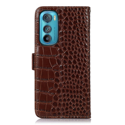 For Motorola Edge 30 5G Crocodile Top Layer Cowhide Leather Phone Case(Brown) - Motorola Cases by buy2fix | Online Shopping UK | buy2fix