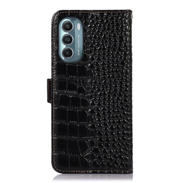 For Motorola Moto G Stylus 5G 2022 Crocodile Top Layer Cowhide Leather Phone Case(Black) - Motorola Cases by buy2fix | Online Shopping UK | buy2fix