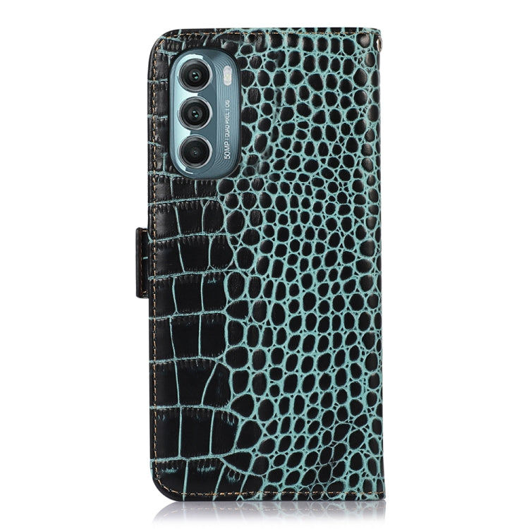 For Motorola Moto G Stylus 5G 2022 Crocodile Top Layer Cowhide Leather Phone Case(Green) - Motorola Cases by buy2fix | Online Shopping UK | buy2fix