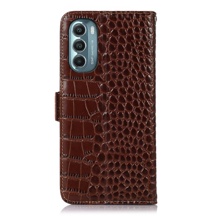 For Motorola Moto G Stylus 5G 2022 Crocodile Top Layer Cowhide Leather Phone Case(Brown) - Motorola Cases by buy2fix | Online Shopping UK | buy2fix