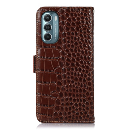 For Motorola Moto G Stylus 5G 2022 Crocodile Top Layer Cowhide Leather Phone Case(Brown) - Motorola Cases by buy2fix | Online Shopping UK | buy2fix