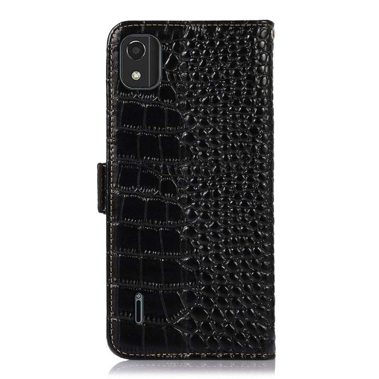 For Nokia C2 2nd Edition Crocodile Top Layer Cowhide Leather Phone Case(Black) - Nokia Cases by buy2fix | Online Shopping UK | buy2fix