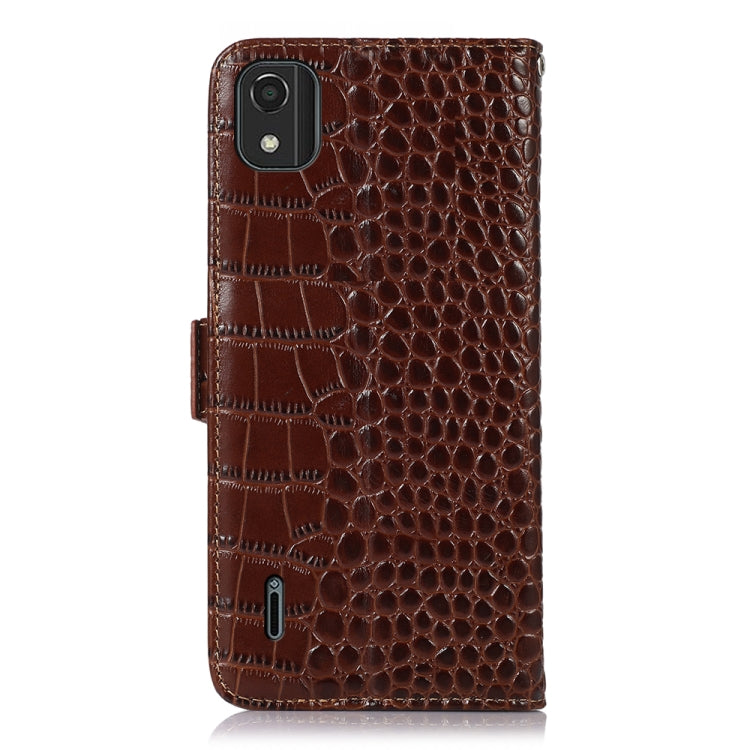 For Nokia C2 2nd Edition Crocodile Top Layer Cowhide Leather Phone Case(Brown) - Nokia Cases by buy2fix | Online Shopping UK | buy2fix