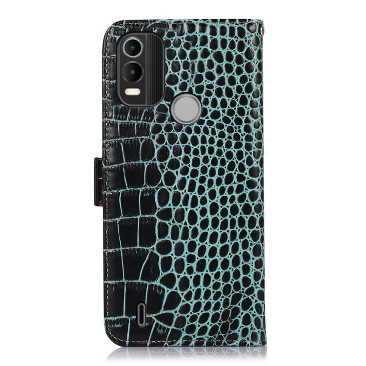 For Nokia C21 Plus Crocodile Top Layer Cowhide Leather Phone Case(Green) - Nokia Cases by buy2fix | Online Shopping UK | buy2fix