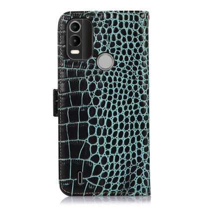 For Nokia C21 Plus Crocodile Top Layer Cowhide Leather Phone Case(Green) - Nokia Cases by buy2fix | Online Shopping UK | buy2fix