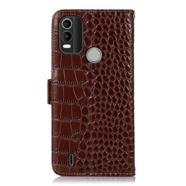 For Nokia C21 Plus Crocodile Top Layer Cowhide Leather Phone Case(Brown) - Nokia Cases by buy2fix | Online Shopping UK | buy2fix