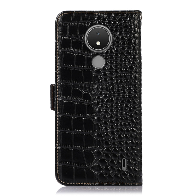 For Nokia C21 Crocodile Top Layer Cowhide Leather Phone Case(Black) - Nokia Cases by buy2fix | Online Shopping UK | buy2fix