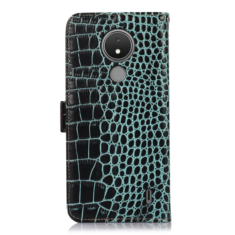 For Nokia C21 Crocodile Top Layer Cowhide Leather Phone Case(Green) - Nokia Cases by buy2fix | Online Shopping UK | buy2fix