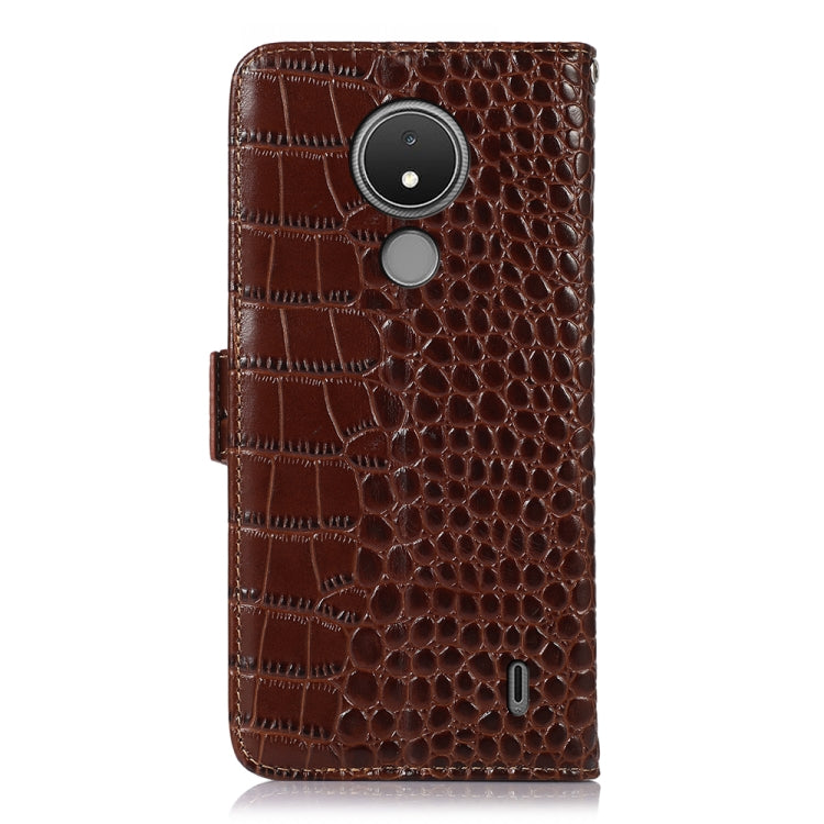 For Nokia C21 Crocodile Top Layer Cowhide Leather Phone Case(Brown) - Nokia Cases by buy2fix | Online Shopping UK | buy2fix