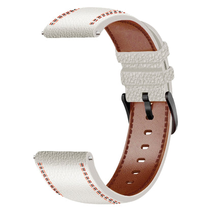 For Huawei Watch GT 3 46mm Sewing Thread Genuine Leather Watch Band(White) by buy2fix