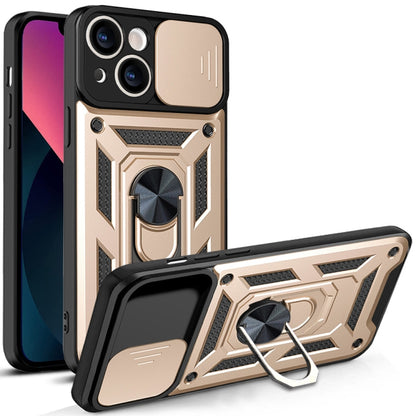 For iPhone 14 Sliding Camera Cover Design TPU+PC Phone Case (Gold) by buy2fix