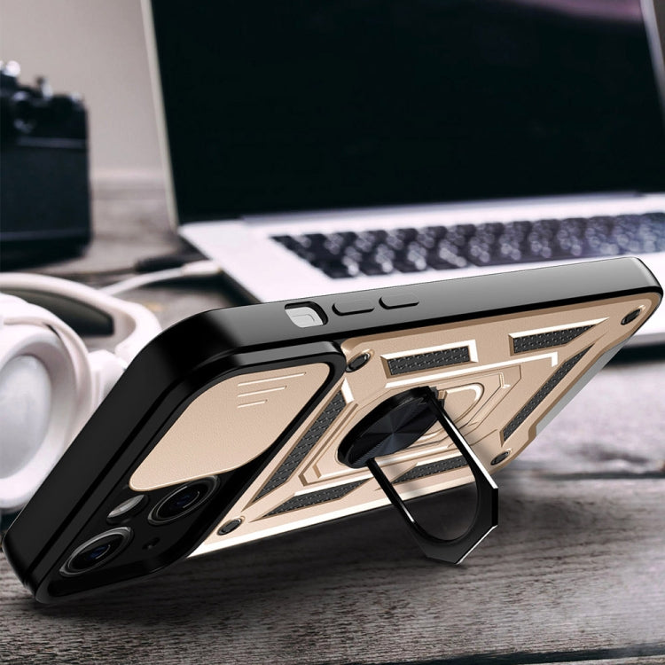 For iPhone 14 Pro Sliding Camera Cover Design TPU+PC Phone Case (Gold) - iPhone 14 Pro Cases by buy2fix | Online Shopping UK | buy2fix