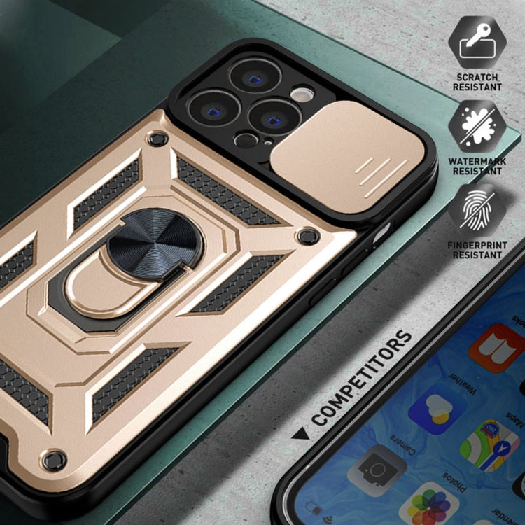 For iPhone 14 Plus Sliding Camera Cover Design TPU+PC Phone Case  (Gold) - iPhone 14 Plus Cases by buy2fix | Online Shopping UK | buy2fix