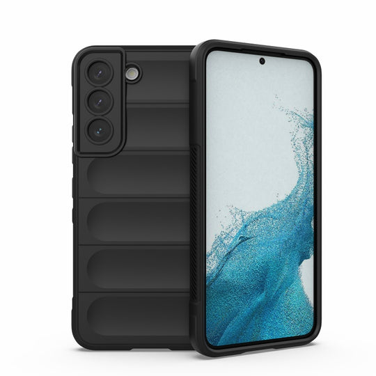 For Samsung Galaxy S22 5G Magic Shield TPU + Flannel Phone Case(Black)