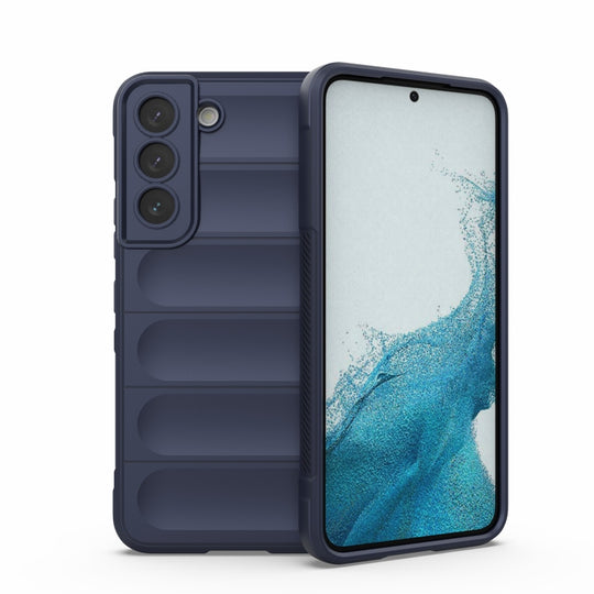 For Samsung Galaxy S22 5G Magic Shield TPU + Flannel Phone Case(Dark Blue)