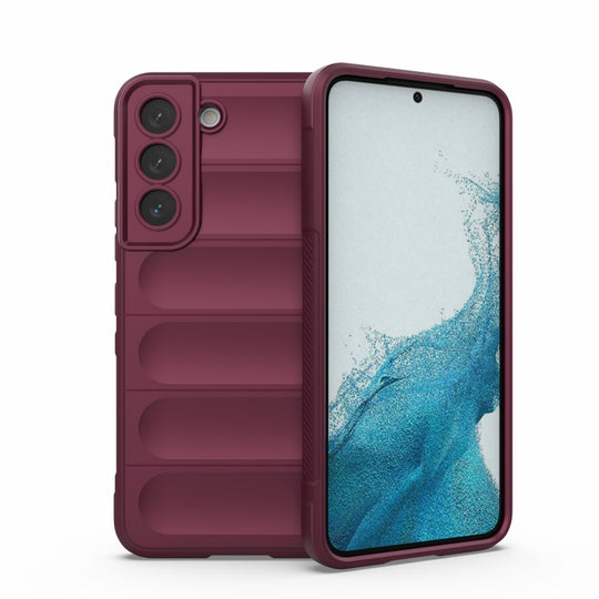 For Samsung Galaxy S22 5G Magic Shield TPU + Flannel Phone Case(Wine Red)
