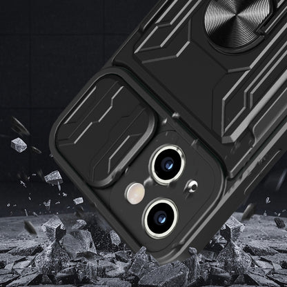 For iPhone 14 Sliding Camshield TPU+PC Phone Case with Card Slot (Blue) by buy2fix