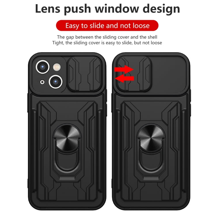 For iPhone 14 Pro Sliding Camshield TPU+PC Phone Case with Card Slot (Blue) - iPhone 14 Pro Cases by buy2fix | Online Shopping UK | buy2fix