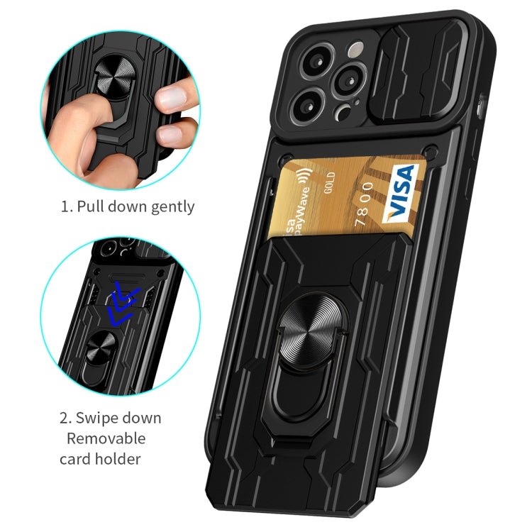 For iPhone 14 Plus Sliding Camshield TPU+PC Phone Case with Card Slot  (Blue) - iPhone 14 Plus Cases by buy2fix | Online Shopping UK | buy2fix