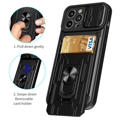 For iPhone 14 Plus Sliding Camshield TPU+PC Phone Case with Card Slot  (Blue) - iPhone 14 Plus Cases by buy2fix | Online Shopping UK | buy2fix