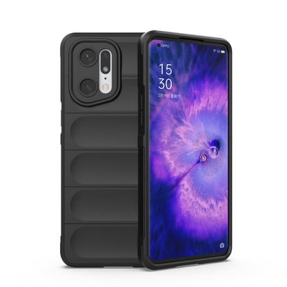 For OPPO Find X5 Pro Magic Shield TPU + Flannel Phone Case(Black) by buy2fix