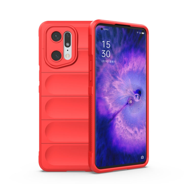 For OPPO Find X5 Pro Magic Shield TPU + Flannel Phone Case(Red) by buy2fix