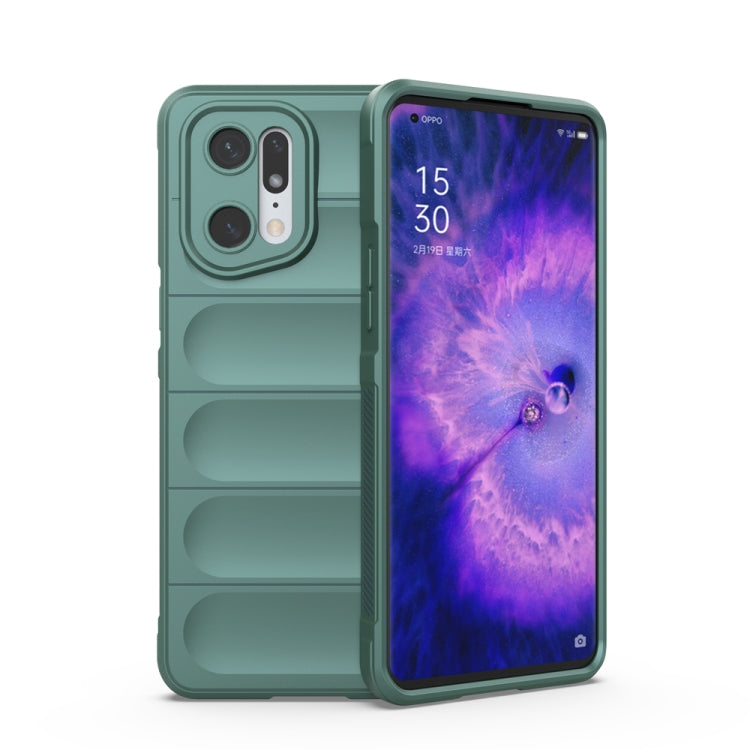 For OPPO Find X5 Pro Magic Shield TPU + Flannel Phone Case(Dark Green) by buy2fix