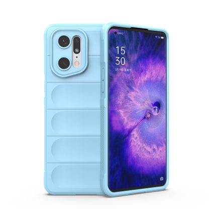 For OPPO Find X5 Pro Magic Shield TPU + Flannel Phone Case(Light Blue) by buy2fix
