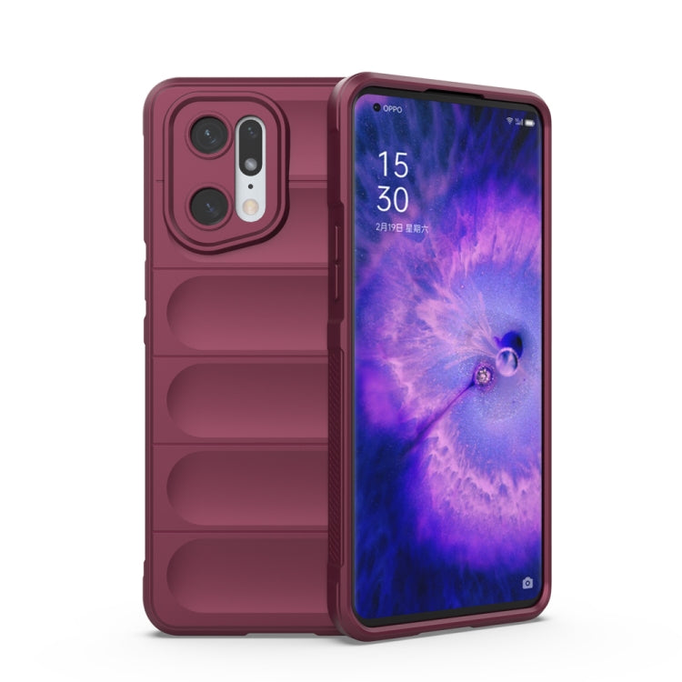 For OPPO Find X5 Pro Magic Shield TPU + Flannel Phone Case(Wine Red) by buy2fix