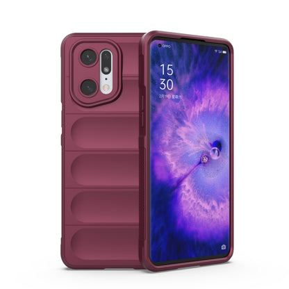 For OPPO Find X5 Pro Magic Shield TPU + Flannel Phone Case(Wine Red) by buy2fix