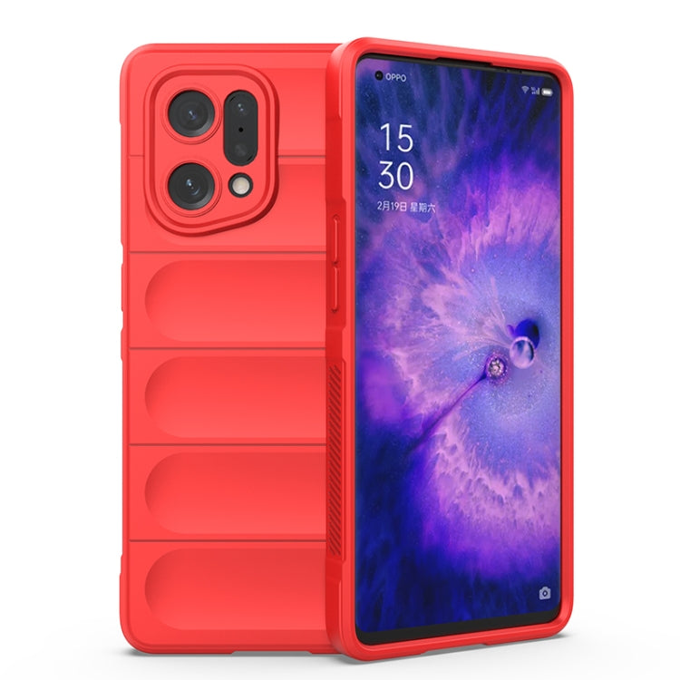 For OPPO Find X5 Magic Shield TPU + Flannel Phone Case(Red) by buy2fix