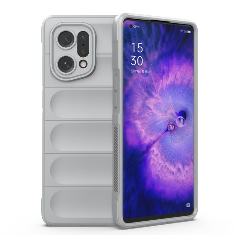 For OPPO Find X5 Magic Shield TPU + Flannel Phone Case(Grey) by buy2fix