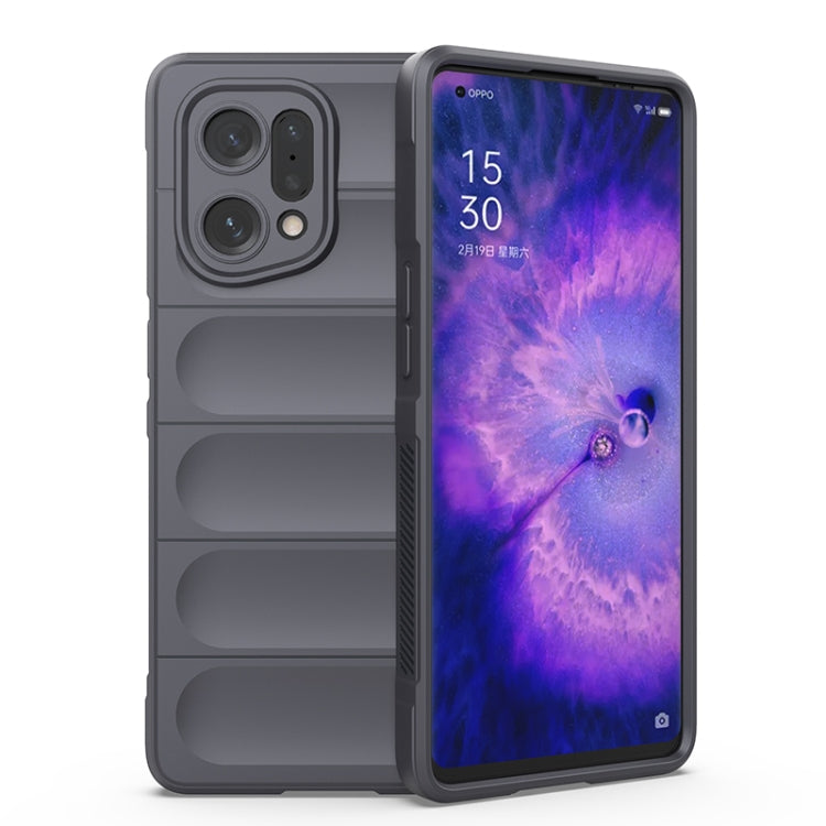 For OPPO Find X5 Magic Shield TPU + Flannel Phone Case(Dark Grey) by buy2fix